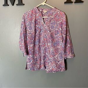 Talbots 100% cotton‎ Paisley Print Women's Top size small